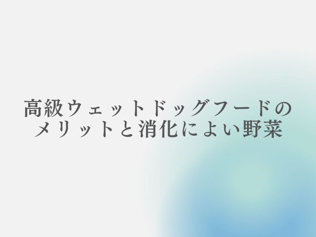 高級ウェットドッグフードのメリットと消化によい野菜について